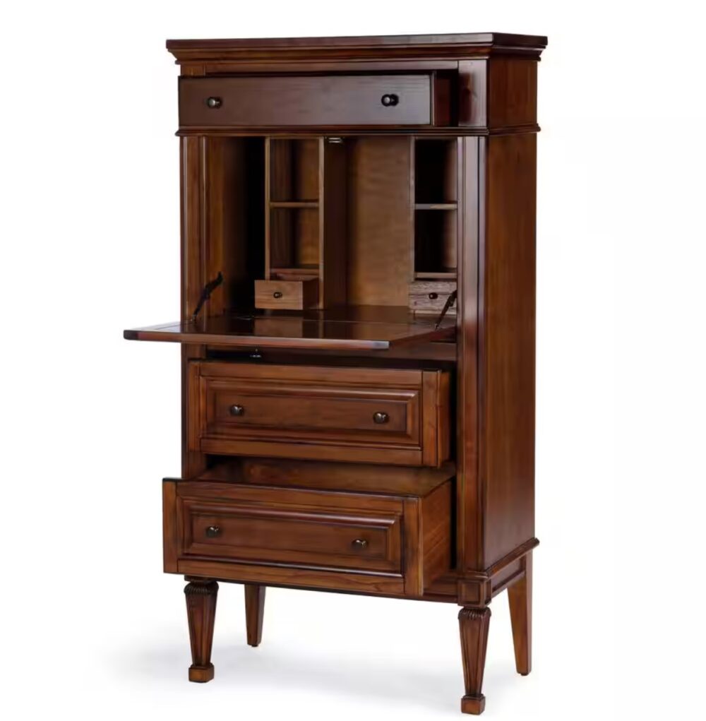 Wordsworth 27.75 in. W Rectangular Medium Brown Wood 5 Drawer Secretary - Image 3